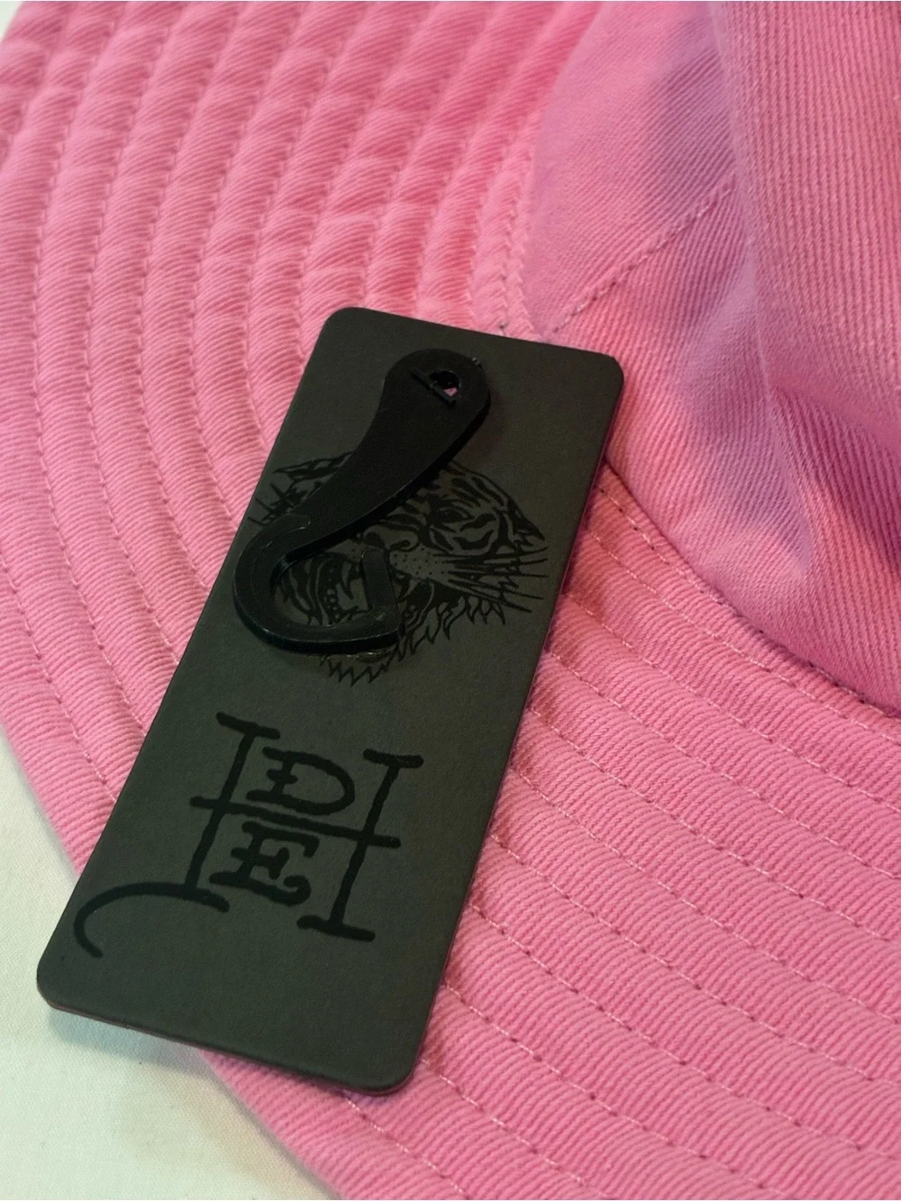 Ed Hardy Pink Bucket Hat with Heart Skull Embroidered Patch